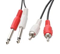 kenable Twin 6.35mm MONO Jack Plugs to RCA Phono Plugs OFC Audio Cable 2m