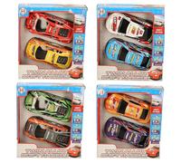 Twin Alloy Drift Racers, 2-Pack Racing Cars with Friction Power, Drift Action Mode, Age 3+, Multiple - Red, Yellow, Blue, Green, Orange, Purple
