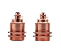 Twin Antique Brass E27 Holder Vintage Metal Bulb Socket Lamp Socket 240V Metal Bulb Base UK, Retro Ceiling Light Holder E27 pendant Brass Socket, Industrial Bulb Fitting - Rose Gold