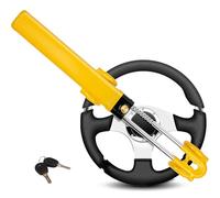 Twin Bar Car Steering Wheel Lock, Universal Heavy Duty Anti-Theft Security Device, High Visibility, Adjustable Length Steering Wheel Lock Suitable for Cars, Vans, Caravans (2 Keys Included)