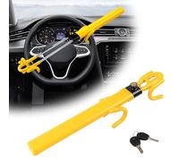 Twin Bar Car Steering Wheel Locks, Universal Steering Wheel Lock, High Visibility Heavy Duty, Anti-Theft Bar Secure Car Device, Adjustable Length, Suitable Car Security for Cars, Van, Caravan, 2 Key
