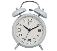 Twin Bell Alarm Clock, No Ticking Bedside Clock with Snooze and Night Light Function, Extra Loud for Heavy Sleepers, Battery Operated, for Girls, Teenagers and Women (White)