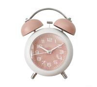 Twin Bell Alarm Clock with Backlight for Dormitory Loud Sound, No Snooze Option, Metal Design (Pink)