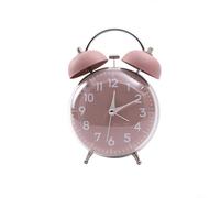 Twin Bell Alarm Clock with Loud Alarm and Night Light, Perfect for Home Office or For Dormitory, Silent Mechanism for Minimal Distraction (Light Red)