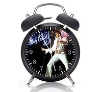 Twin Bell Elvis Alarm Desk Clock with Night Light Quite Silent Non-Ticking 4 Inches Glass Face - Great Decor for Home or Office - Best Gift Ideas for Birthday or Holidays G25