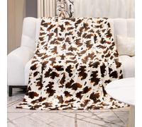 Twin Blanket for Travel, Lightweight Cozy Plush Soft Warm Fleece Throw Blanket for Bed, Couch, Sofa, Travel, Camping, Brown & White, 60x80 inches