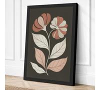 Twin Blooms Botanical Canvas Wall Art Print 30x20 Inch | Black