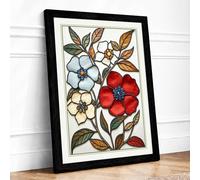 Twin Blooms Botanical Framed Wall Art Print A1 Black | Ready to Hang, Premium Gi Paper, Fade-Resistant Inks, Securely Packaged, UK Made