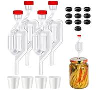 Twin Bubble Airlock Set, Brewing Airlock Kit - Foam Fermentation Airlock 4 Pack - Twin Bubble Airlock Set for Beer, Wine, Cider Bubble Airlock, 4 Plugs, 10 Co-brewers