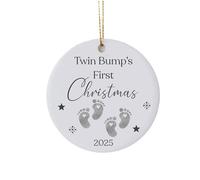 Twin Bump’s First Christmas Tree Decoration Ornament Bauble Twin Pregnancy Baby Announcement Keepsake - Pregnant Mum Gift - Expecting Twins with Baby Footprints Design (2025)