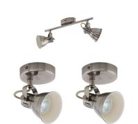 Twin Ceiling Spot Light & 2x Matching Wall Lights Antique Nickel Lamp Shade Head