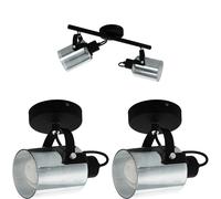 Twin Ceiling Spot Light & 2x Matching Wall Lights Black Vaporized Glass Shade