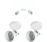 Twin Ceiling Spot Light & 2x Matching Wall Lights Matt White Adjustable Head