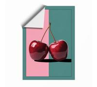 Twin Cherries Divided Minimalist Unframed Wall Art Print A2 (59.4×42cm), Wall Decor for Living Room, Bedroom, Office & Home, Art Gift