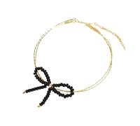 Twin Circular Beaded Bowknot Double Row Designed for Fashion Enthusiasts and Students