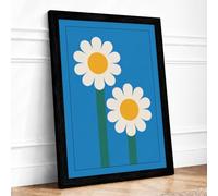 Twin Daisies Botanical Framed Wall Art Print A1 Black