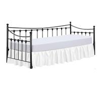 Twin Daybed Skirt 14 Inch Drop, Dust Ruffle Bed Skirts for Daybeds, Split Corners with Three Side Coverage (White)