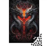 Twin Devil Dragon 1000-Piece Puzzle for Adults, 52x38cm/1000pcs; Easy to Continue on Another Evening; White Card Pieces for Easy Sorting
