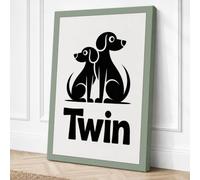 Twin Dogs in Harmony Canvas Wall Art Print 36x24 Inch (91 x 61 cm)