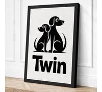 Twin Dogs in Harmony Canvas Wall Art Print 36x24 Inch (91 x 61 cm)