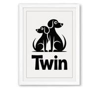 Twin Dogs in Harmony Minimalist Framed Wall Art Print A3 (42×29.7cm) White, Wall Decor for Living Room, Bedroom, Office & Home, Ready to Hang, Art Gift