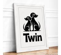 Twin Dogs in Harmony Minimalist Framed Wall Art Print A3 White