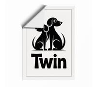 Twin Dogs in Harmony Minimalist Unframed Wall Art Print A3 (42×29.7cm), Wall Decor for Living Room, Bedroom, Office & Home, Art Gift