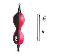 TWIN Double End Bag Floor to Ceiling Ball Punch Bag With Ropes Hooks + Anchor DB (BLACK/RED, TWIN DOUBLE END + ROPE)