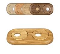 Twin Double Pipe Cover, Solid Wood, for Pipe diameters: 15mm 19mm 22mm; Double Radiator Pipe Collars/Heating Pipe Rings/Surrounds/Roses, Solid Wood: Maple Beech Oak Nut (19mm, Oak)