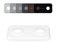 Twin Double Radiator Pipe Collars, For Pipe diameters: 12mm 14mm 15mm 16mm 17mm 18mm 19mm 21, 3mm; Heating Pipe Hole Covers / Rings / Surrounds / Roses, White Plastic (14mm)