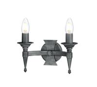 Twin / Double Wall Light Wrought Iron Beaten Metal Black Silver LED E14 60W