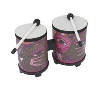 Twin Drums With Mallets Wooden Percussion Instrument For Adults Kids Music Education Practice Social Gathering African Rhythm Beat Making Tool