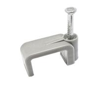 Twin & Earth Cable Clips & Fixing Nails Grey Flat Plastic 2.5 mm (6 x 10 mm) - 100 Clips (Full Box)