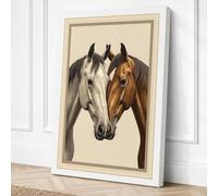 Twin Equine Portraits Vintage Canvas Wall Art Print 24x16 Inch (61 x 41 cm)