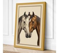 Twin Equine Portraits Vintage Canvas Wall Art Print 30x20 Inch (76 x 51 cm)