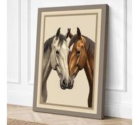 Twin Equine Portraits Vintage Canvas Wall Art Print 30x20 Inch (76 x 51 cm)