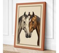 Twin Equine Portraits Vintage Canvas Wall Art Print 30x20 Inch (76 x 51 cm)