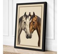 Twin Equine Portraits Vintage Canvas Wall Art Print 30x20 Inch (76 x 51 cm)