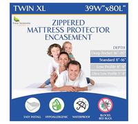 Twin Extra Long (XL) Mattress Protector Zippered Bed Bug Waterproof Encasement Hypoallergenic Premium Quality Cover Protects Against Dust Allergies