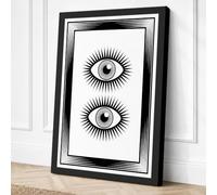Twin Eyes Vintage Canvas Wall Art Print 24x16 Inch | Black