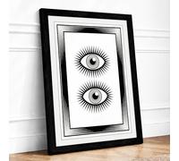Twin Eyes Vintage Framed Wall Art Print A1 Black