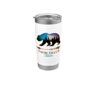 Twin Falls Idaho Bear Silhouette Starry Night Novelty Stainless Steel Insulated Tumbler