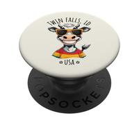 Twin Falls Idaho USA Funny Cow Cartoon Design PopSockets Adhesive PopGrip