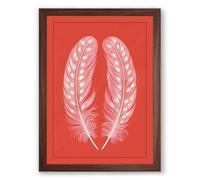 Twin Feathers Minimalist Framed Wall Art Print A4 (29.7×21cm) Walnut, Wall Decor for Living Room, Bedroom, Office & Home, Ready to Hang, Art Gift