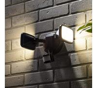 Twin Floodlight Led Pir Motion Sensor Ip65 Dual-Head Adjustable Black
