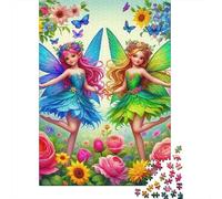 Twin Flower Fairies 1000 Pieces Jigsaw Puzzles For Adults Family Challenge Toys Stress Relieving Entertainment Cultivate The Spirit of Teamwork for Men, Women, Elders, Seniors 1000pcs (75x50cm)