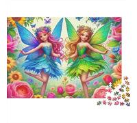 Twin Flower Fairies 1000 Pieces Jigsaw Puzzles For Adults Family Challenge Toys Stress Relieving Entertainment Cultivate The Spirit of Teamwork for Men, Women, Elders, Seniors 1000pcs (75x50cm)