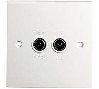 Twin FM and TV Coaxial Outlet, White