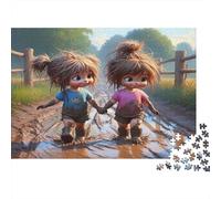 Twin Girls Jigsaw Puzzle Pathside Bond 1000 Piece Recycled Paper Adults Jigsaws Difficult Hard Challenge Hands-on Skills Home Decoration Gift 38x26cm/1000pcs