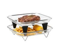 Twin Grid Crisper, Anti Slip Tray Rack, 2 Unit Drying System, Carbon Steel Dehydrator Plate, Foldable Grid Structure Kit, Air Fry Broiling Prep Set Home Kitchen Use Set Tool